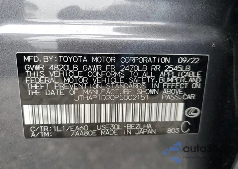 2023 Lexus Is 500 F Sport from USA, damaged, VIN JTHAP1D20P5002151